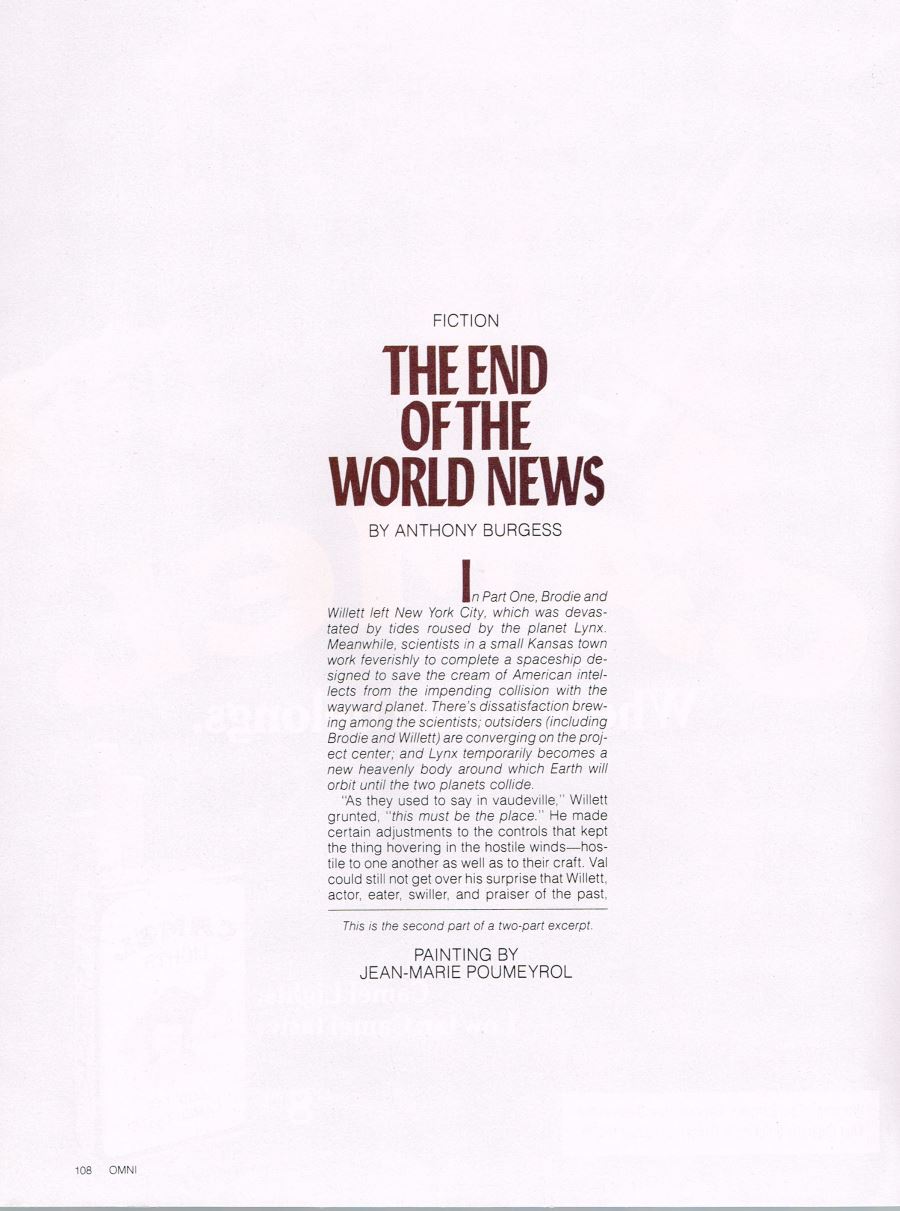 William Flew Omni Magazine Anthony Burgess The End of the World News page 10